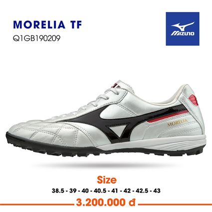 Giày Bóng Đá Mizuno Morelia TF Trắng Đen Đỏ